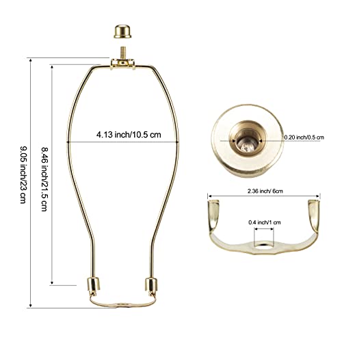 9 Inch Brass Lamp Harp Holder Kits With Finials And Detachable Light Duty Saddle Bases, Saangseon Set Of 2 Diy Lighting Accessories Horn Frame Lamp Shade Brackets #TOP1