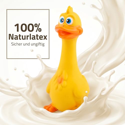 Esshogo Latex-Hühner-Hundespielzeug,Zähneknirschen und Waschen, Quietschspielzeug für Hunde, Niedlicher Look, Interaktive Spiele, Latex-Hühnchen, Quietschendes (Gelb)