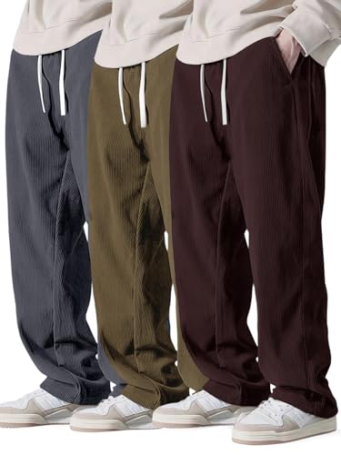 Image of Pinkmint Men's Poly Lycra Ribbed Relaxed Fit Stretchable & Comfortable Trouser | Flexible Elastic Waist with Drawstring Lower for Man