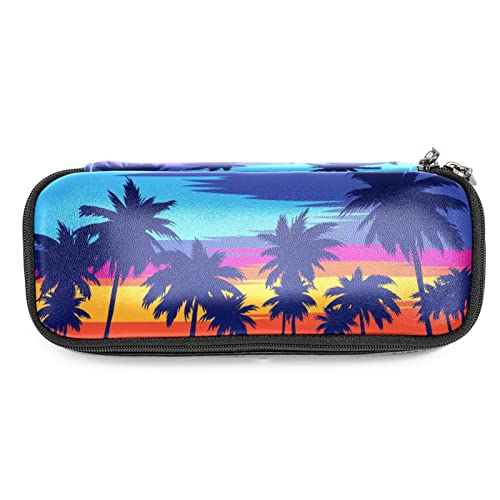 Estuche organizador de gran capacidad, estuche de cuero para estudiantes, doble cremallera, estuche para lápices, diseño de corazón y galaxia, Multicolor 8, 19x7.5x3.8cm/7.5x3x1.5in, Organizador de