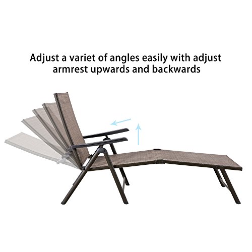 Cloud Mountain Adjustable Chaise Lounge Chair Recliner Outdoor Folding Lounge Chair Chaise Lounge Chair Recliner Patio Pool Sun Loungers Chair New, 2 Packs