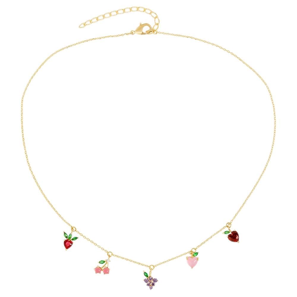 para Mujer, Collar de Frutas Coloridas, Cadenas, joyería Fina, Gargantilla para Mujer, Hecho en China