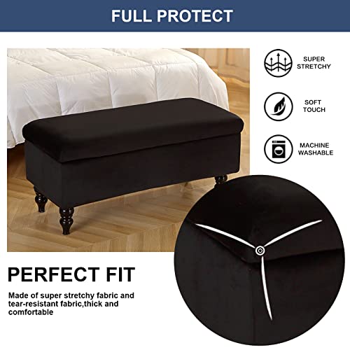 Image of FUANGUI Ottoman Cover Stretch Storage Ottoman Bench Slipcover Printed Folding Storage Bench Ottoman Cover Footrest Stool Slipcover Footstool Protector Cover with Elastic Bottom,Large
