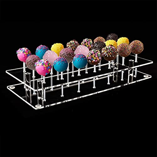 Cake Pop Holder, Clear Acrylic Cake Pop Stand, 21 Holes Display Lollipop Stand Holder Clear Acrylic for Birthday Parties Weddings Baby Showers Candy Decorative