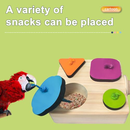 Image of Wooden Parakeet Toys,Bird Foraging Toys,Bird Training Interactive Toys,Parrot Intelligence Toy,Bird Perches Stand,Bird Cage Accessories for Parrots for Medium /Small Size, Parrot.