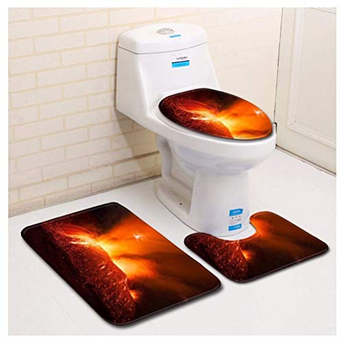 Lisay Juego de 3 alfombrillas de baño antideslizantes de 3 piezas, alfombrilla de baño + base + asiento de inodoro