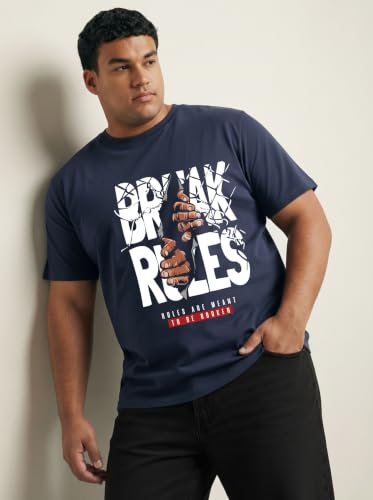 Image of Men Plus Size Printed Cotton Round Neck Half Sleeve Regular Fit T-Shirt