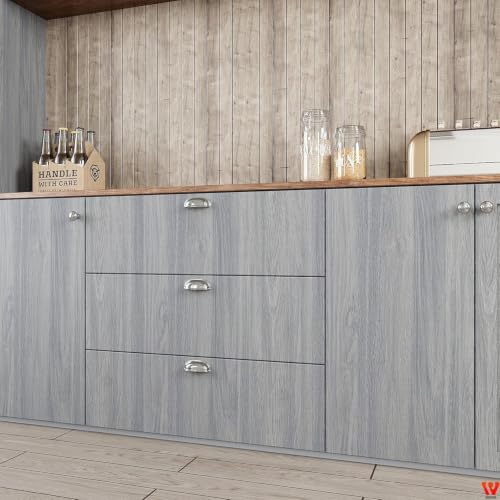 Image of WISDOM Primium Thick Slate Grey Wooden Contact Paper Waterproof Peel and Stick Wood Grain Wallpaper Self Adhesive Removable Vinyl wall Paper for Furniture, Desk, Cabinets & Tables 24x200 in