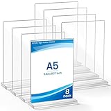 Aneco Aufsteller A5 Tischaufsteller 8 Stück,Acryl Schilderhalter Glasklarer L-Ständer Hochformat Acryl Werbeaufsteller,für Fotos,Cafés,Ausstellungen,Büros,Restaurants