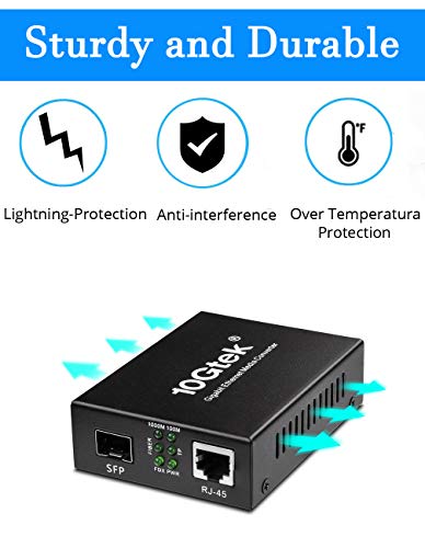 Image of Fiber to Ethernet Media Converter, Gigabit Single Mode SFP LC Converter, 1000Base-LX to 10 /100 /1000M RJ45, SMF, 1310nm, up to 20km (12.4miles)