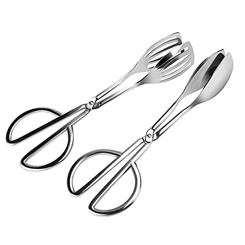 Oumuik Lot de 2 pinces de service en acier inoxydable, adaptées pour salade, pâtisserie, buffet, sucré