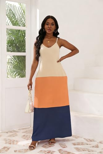 Image of vunahzma Womens Casual Fashion Sleeveless Plus Size Loose Long Sexy Maxi Dress with Pockets