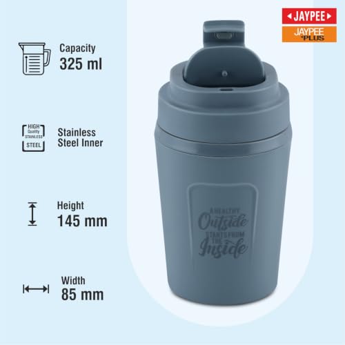 Image of JAYPEE ZIPSIP Pu Insulated Stainless Steel Coffee Mug 325 ml Travel Mug Suitable for Car, Tumbler Bottle, Tea Cup, Matte Finish Non Slip, P. Plum