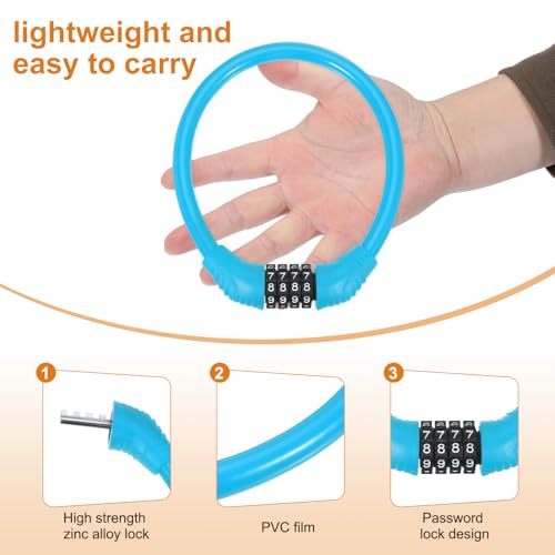 Candado de Cable para Bicicleta MECCANIXITY, 4 Dígitos, Azul miniatura 3