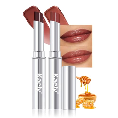 evpct 2Pcs Nude Brown Honey Lipstick Moisturizing Lip Balm for Older Women