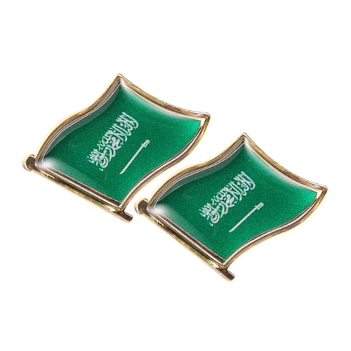 Yardenfun 2 pièces Broche Drapeau Arabie Saoudite Métal et Résine Épingle à Revers pour Vêtements Chapeaux et Sacs Accessoire de Voyage International et Souvenir Culturel