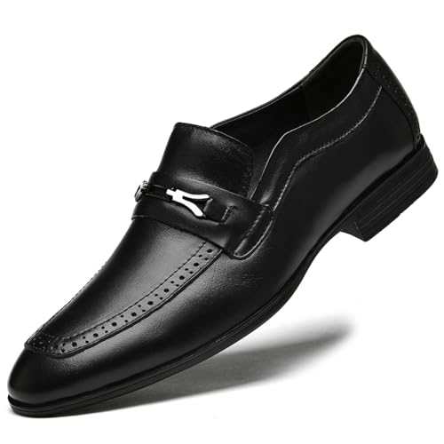 MWX Men's Dress Shoes Formal Business Oxford Classic Pull on Wingtip Casual Shoes for Men Black