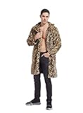 Lafee Bridal Mens Warm Leopard Faux Fur Coats Jacket Long Luxury Overwear Parka Cardigans (XX-Large,