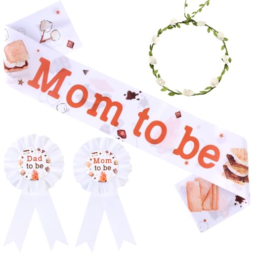 Badge en fer blanc et couronne florale pour fête de maternité