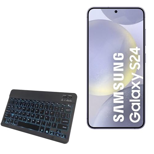 BoxWave Keyboard Compatible with Samsung Galaxy S24+ - SlimKeys Bluetooth Keyboard - with Backlight, Portable Slim LED 7 Colors - Jet Black