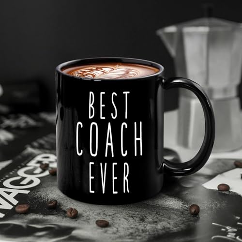 Taza negra Best Coach Ever cerámica 11 oz miniatura 2