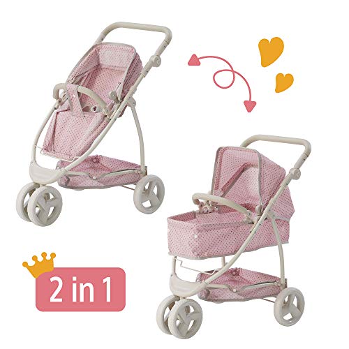 Olivia's Little World 2 in 1 Kinderwagen Puppenwagen Faltbar Rosa/Grau OL-00009 – Bild 7