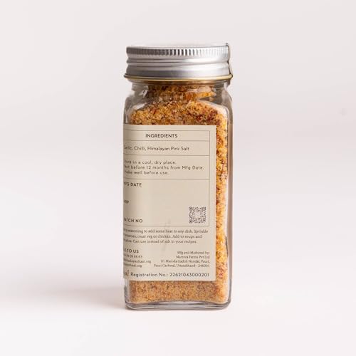 Image of Himalayan Haat Roasted Garlic Chilli Seasoning Salt - Spicy Blend with Himalayan Pink Salt & Single-Origin Herbs | Perfect for Potatoes, Chicken & Marinades | 85g