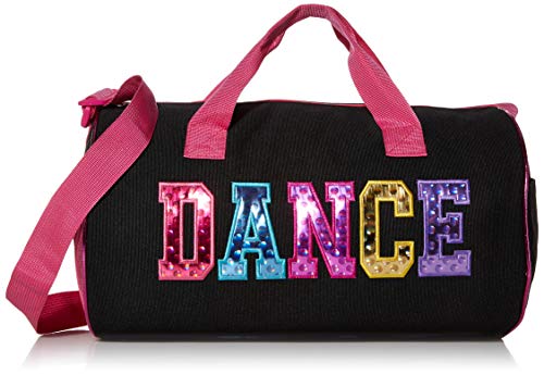 Black and Fuchsia Dance Duffel Bag with Multicolored Dance Print