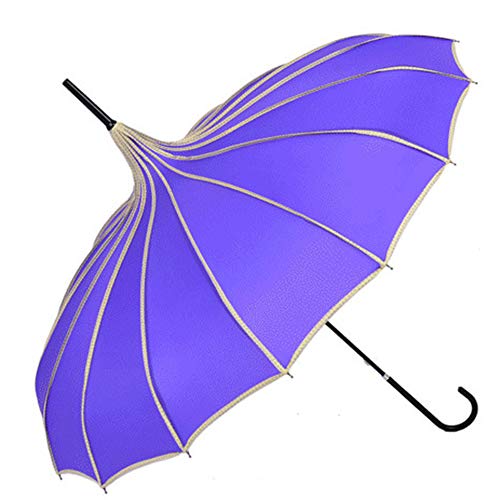 Toptie Purple Pagoda Parasol Sun Rain Umbrella, Vintage Bridal Umbrella Windproof #TOP3