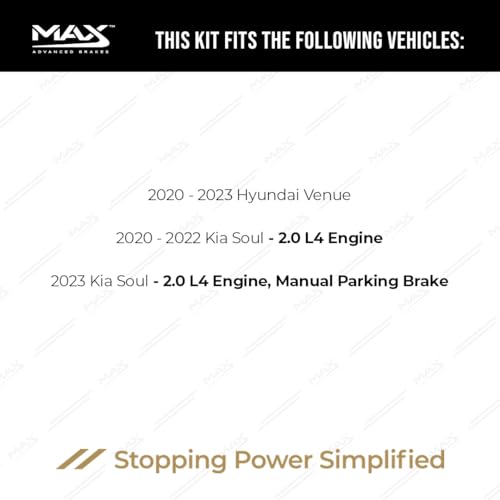 Image of Max Advanced Brakes Front & Rear Brake Kit Compatible With 2020 2021-2023 Hyundai Venue Compatible With Kia Soul 2.0L Replacement Premium OE Disc Brake Rotors and Ceramic Brake Pads