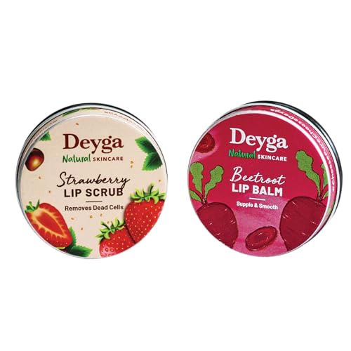 Deyga Nourished Lips Combo | Lip Scrub & Lip Balm | Exfoliate, Hydrate, Nourish & Moisturize | For Men & Women,1 Count,Multi