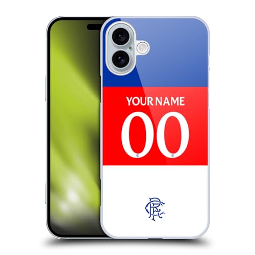 Licenza Ufficiale Personalizzata Personale Rangers FC Away Kit Custodia Cover Dura per Parte Posteriore Compatibile con Apple iPhone 16 Plus