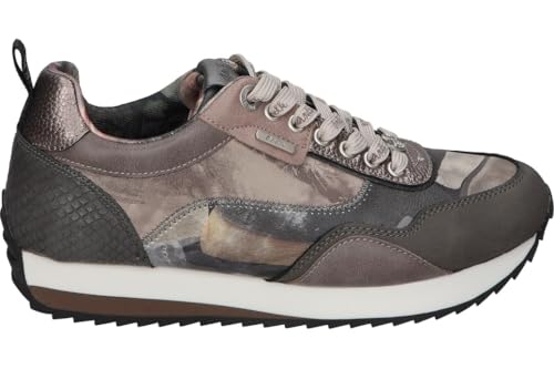 Deportivos Casuales Grises con Detalles Estampados, Suela Dentada y Puntera Elevada (Gris, Sistema Tallas Calzado EU, Adulto, Mujer, Números, Mediano, 38)
