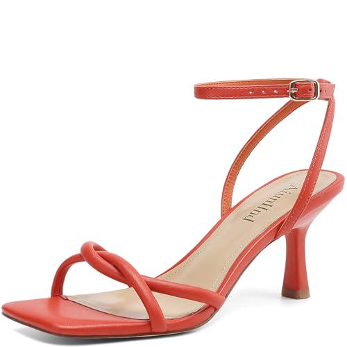 Orange Strappy Heeled Sandals