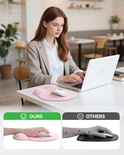 Image of Mouse Pad with Wrist Rest, Ergonomic Mouse Pads for Desk, Office Non-Slip Mousepad with Gel Wrist Support(Light Pink, 10.6''L x 9''W)