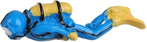 Adorno de acuario Figuras únicas Miniatura Diver Modelo Paisaje Submarino Decoración antigua (azul)