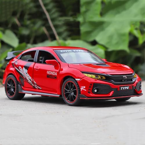 Image of 132 Civic Type R Toy Car Diecast Metal Toy Car for Kids with Openable Door Light Sound Pullback