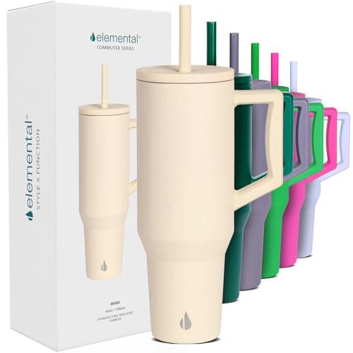 Image of Elemental Spill Proof 40oz Insulated Tumbler with Handle & Straw Travel Mug