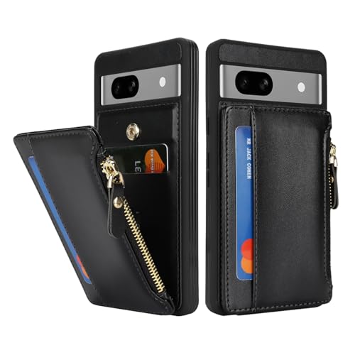 Image of Cavor for Google Pixel 7a Case Wallet with Card Holder, Black