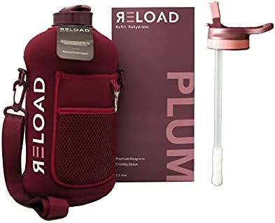 RELOAD Reusable Water Bottle | Hydrate Water Bottle for Gym & Fitness | 2 Lids Included | 2.2L Water Bottle with 2 Built-In Pockets, Carry Handle + Shoulder Strap | Eco-friendly, BPA Free & Leak-proof