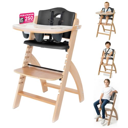 Abiie Beyond Junior Convertible Wooden High Chair with Removable Tray | 3-in-1 Adjustable Highchair for Babies & Toddlers Fits 6 Mos to 250 lbs Water-Resistant Mahogany Wood w White Cushion product thumbnail 16