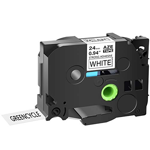 Greencycle Extra Strength Adhesive Black On White Label Tape Compatible For Brother Tze-S251 Tzs251 Azes251 0.94" 24Mm For Pt2730 Pt9600 Ptd600Vp Ptd800W Pth500Li Ptp700 Ptp710Bt Ptp750W-1 Pack #TOP24