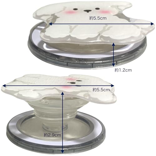 ふんわり アニマル キャラクター イラスト MagSafe対応 磁力吸着 マグネット 粘着式 両面テープ折りたたみスマホグリップ ソケッツ 韓国 スマホリング リング スタンド グリップトック バンカーリング スマホ 落下防止 携帯リング グリップ(犬2・マグネット)