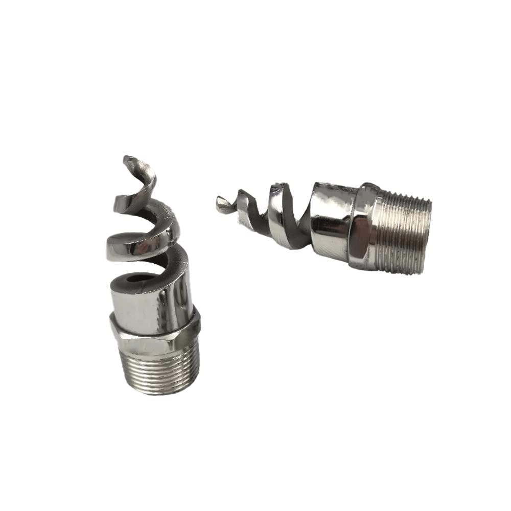 2 Pcs Spiral Atomized Nozzle, 1/2" External Thread 316L Stainless Steel Spiral Cone Atomizing Spray Nozzle for Dust Remove, Desulphurization