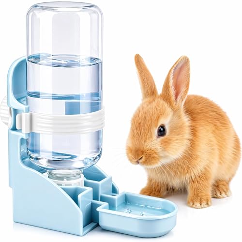 Rypet Rabbit Water Bottle No Drip - 17oz Hanging Water Fountain Automatic Dispenser Pet Cage Water Feeder for Bunny Chinchilla Guinea Pig Hedgehog Ferret Blue