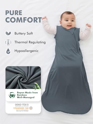 Image of HAPIU Unisex Rayon Made from Bamboo Baby Sleep Sack TOG 0.5, 2-Way Premium Zipper, Wearable Blanket