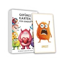Gefühlskarten für Kinder, 32 Lernkarten mit Monster-Motiven, Pädagogisches Kartenset zum Emotionen Lernen, Deutsch