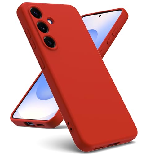 Oududianzi   Funda para Samsung Galaxy S25 FE 5G, Carcasa Silicona Líquida, Suave Interior de Microfibra, Protección Antigolpes Antiarañazos   Rojo