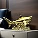 XINDAM Shark Figurine Gold Statue Decorative Home & Office Resin Figurines Home Office Display Craft Living Room Decor Ornaments for Tabletop