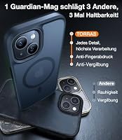 TORRAS Guardian-Mag für iPhone 14 Hülle für MagSafe Zertifizierte Militärschutz und Magnetkraft Handyhülle iPhone 14 Case Stoßfest Kratzfest Schutzhülle Cover Edle Matt Schwarz – Ansicht 6